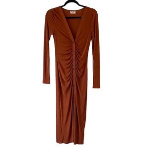Showpo burnt orange sheer long sleeve maxi length dress size 4